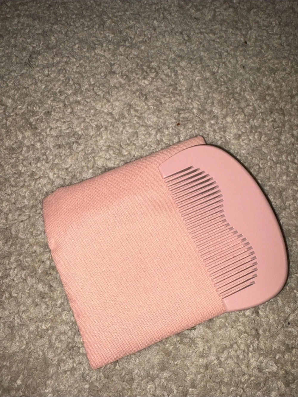 Pink Floral Trim Pocket Comb with Fabric Pouch